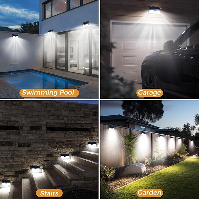 Large Solar Motion Lights Outdoor, 318 LED Super Bright Shed Lights with 3 Lighting Mode, IP65 Waterproof Solar Bar Light, Great for Outside Wall Yard Chicken Coop Garden - 2 Pack