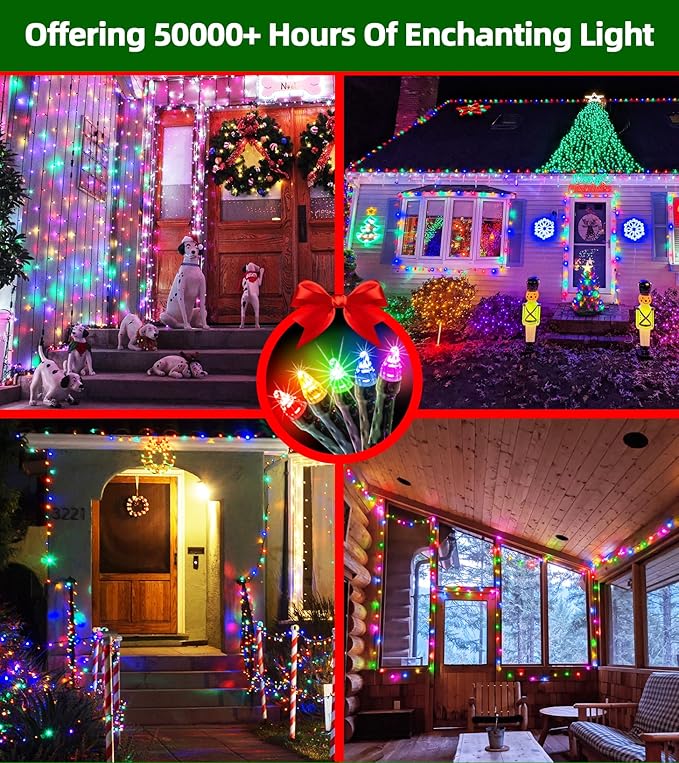 1500 LED 492FT Christmas Lights Outdoors, Green Wire LED String Lights with Timer Memory, Christmas Tree Lights for Indoor Outdoor Christmas Decorations Party Xmas Wedding Garden Patio (Multicolor)