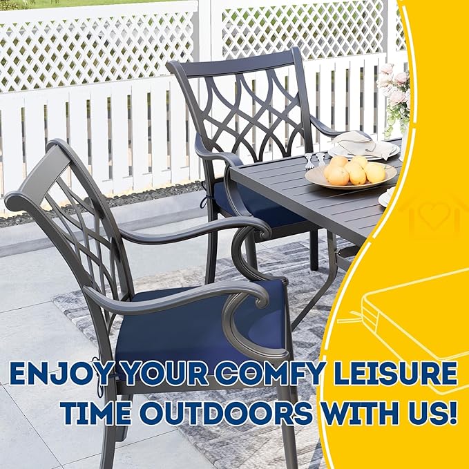 AAAAAcessories Outdoor Seat Cushions for Chairs, Waterproof, Fade-Resistant Patio Furniture Replacement Cushions, 18" x 18" x 2", Set of 2, Navy Blue