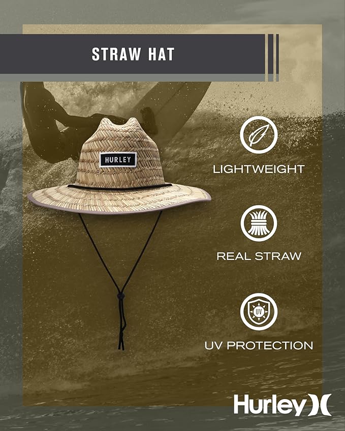 Hurley Men's Straw Hat - Bayside Lifeguard Straw Sun Hat