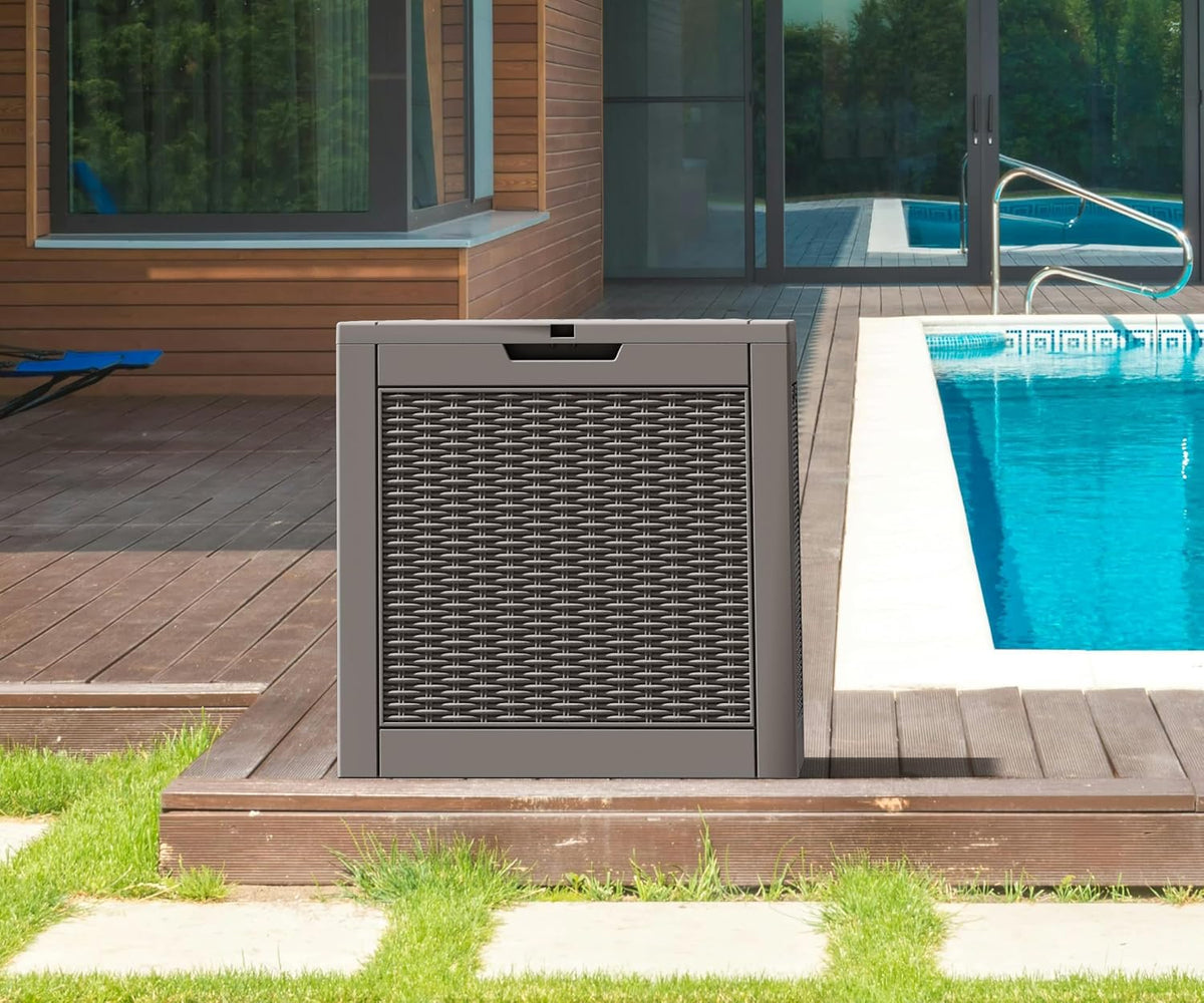 KAMABOKO 31 Gallon Outdoor Storage Box 2 Pack All-Weather Deck Box for Patio Furniture, Package Deliveries, Garden Tools, Pool Supplies & Cushions, Grey