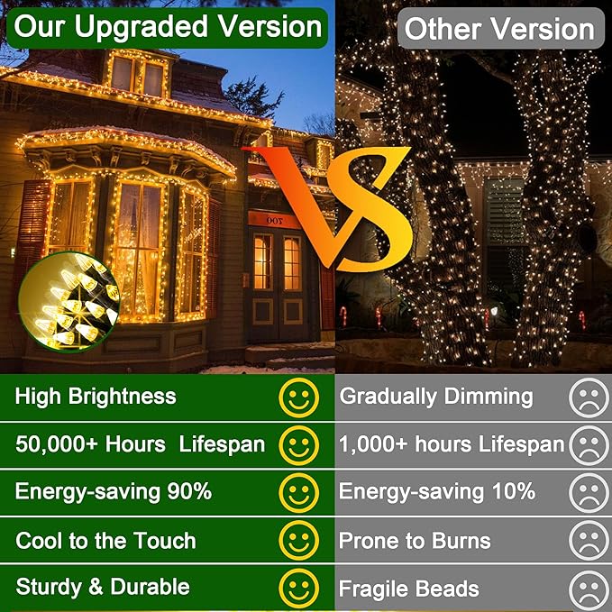 66FT Christmas Decorative Lights, Connectable 200 LED Green Wire Fairy String Lights Plug in, 8 Lighting Modes LED String Lights, for Indoor Outdoor Xmas Tree Wedding Party Decoration Warm White