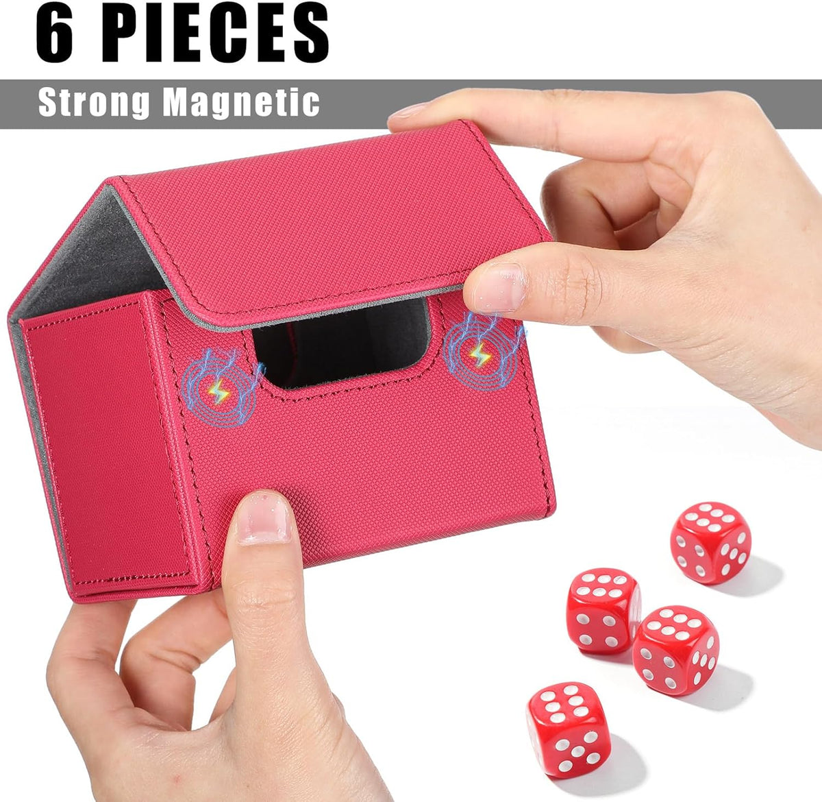 Yookeer 6 Pack Leather Deck Cases 100+ Card Deck Game Box Magnetic Playing Card Storage Box for 100 Plus Cards Compatible with Tcg(Pink,Orange,Blue,Yellow,Green,Purple,Horizontal)