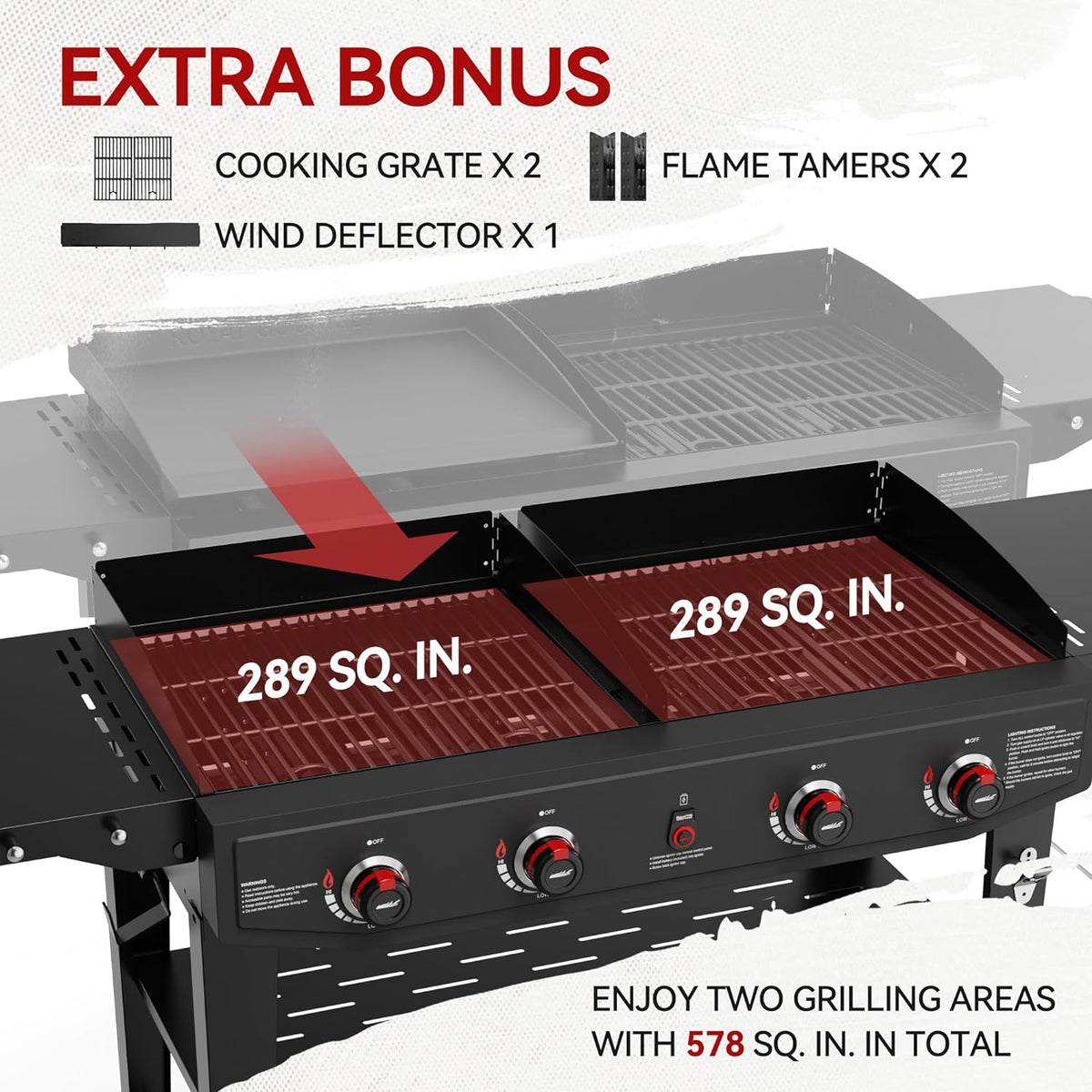 Royal Gourmet GD405A 4 Burner Propane Gas Grill and Griddle Combo with Grilling Gear Set, Griddle Grill Combo with Foldable Side Tables for Outdoor Cooking While Camping or Tailgating, Black