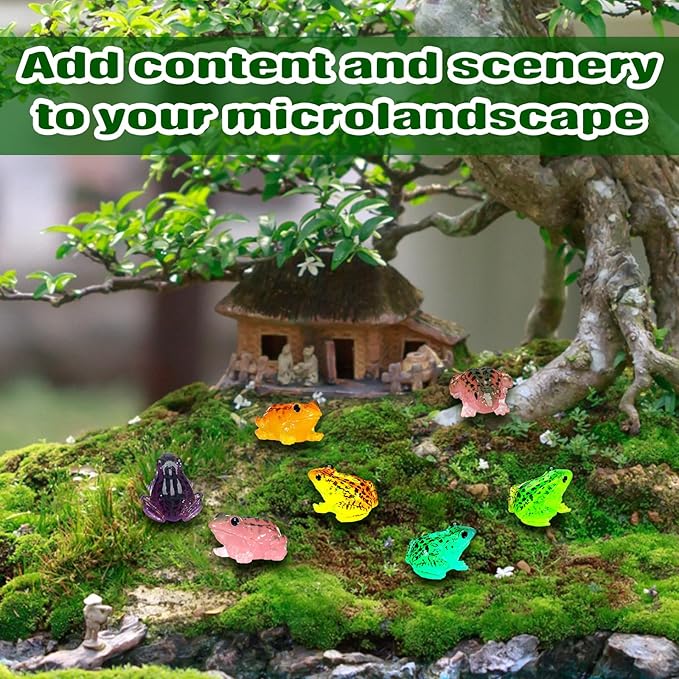 Barydat 80 Pcs Miniature Frog Figurines Luminous Mini Resin Frog Figures Model Garden Decor DIY Terrarium Craft Ornament Accessories for Moss Landscape Decoration (0.98 x 0.98 Inch)