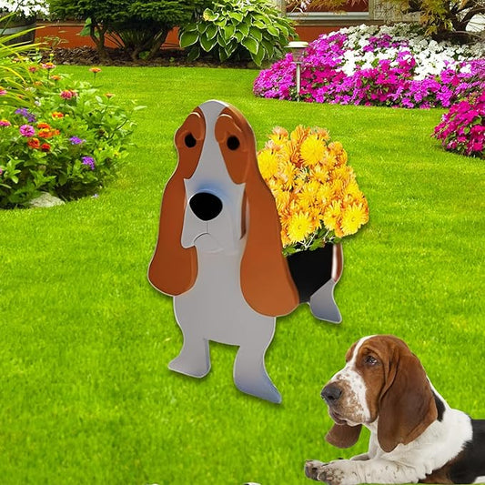 Basset Hound Dog Planter Plant Pots,Cute Garden Dog Flower Planter,Large Dog Planters Birthday Gifts for Women,Office,Indoor/Outdoor Decor(9.84 * 10.24 * 15.75in)