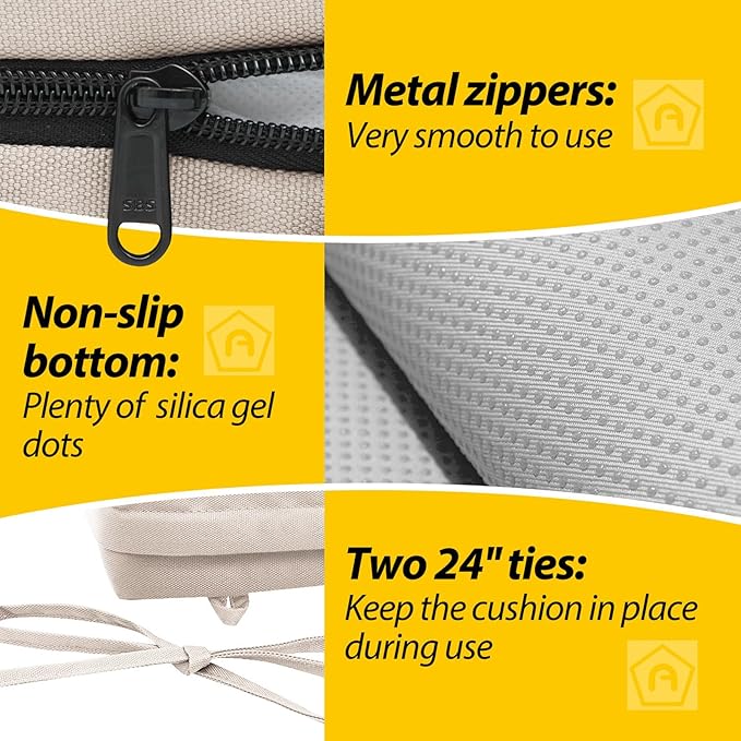 AAAAAcessories Outdoor Seat Cushions for Chairs, Waterproof, Fade-Resistant Patio Furniture Replacement Cushions, 18" x 18" x 2", Set of 2, Khaki Beige