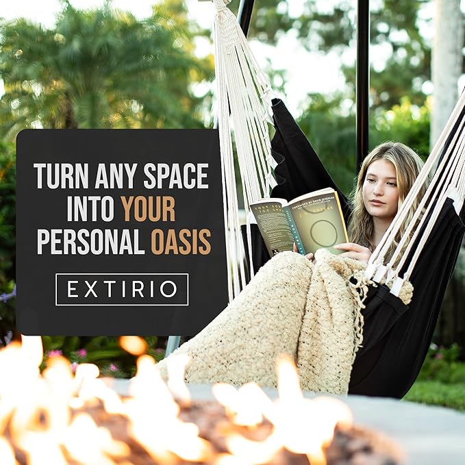 Hanging Hammock Chair Swing – Hanging Chair Outdoor & Indoor - Hammock Swing Chair – Quick & Easy Setup with Hardware Kit – Durable & Spacious Full Body Support – Holds 440 Lbs