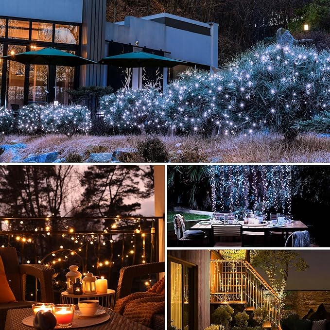 4 Pack Solar String Lights Outdoor - 320LED 132FT Solar Fairy Lights Outside Waterproof 8 Modes, Copper Wire Solar Powered Twinkling Lights for Tree Garden Patio Christmas Wedding Party Decorations