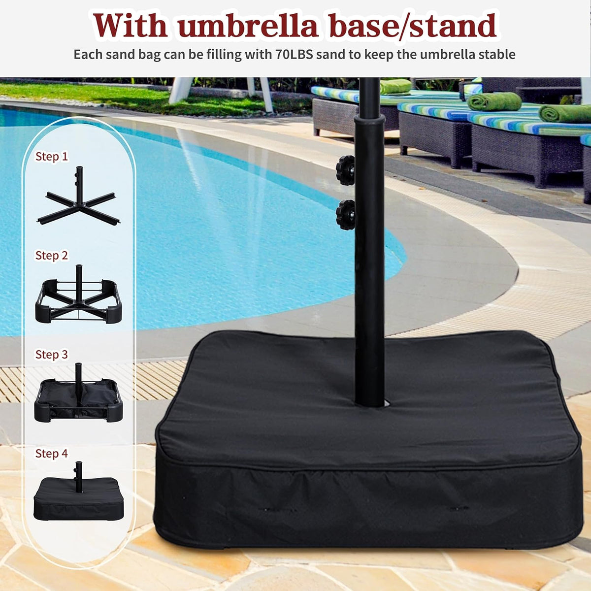 Vongrasig 15FT Large Patio Umbrella with Base Included, Outdoor Double sided Umbrellas with Crank Handle, Rectangle Table Umbrella for Pool Lawn Garden Market
