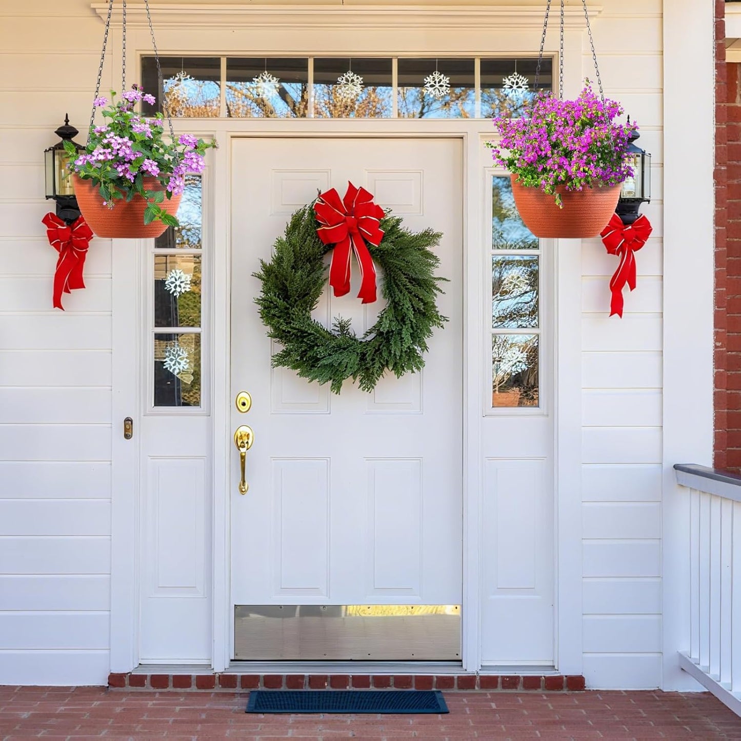 Hanging Planters for Indoor Outdoor Plants, Set of 2 Self Watering Hanging Pots with Drainage Hole & Plug and 20" Chain & Hooks