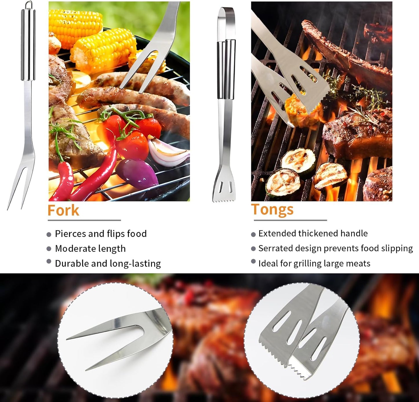 11Pcs Stainless Steel BBQ Grilling Accessories Set, Dad Gifts for Fathers Day Grilling Gifts,Portable Practical Grill Tools Utensils Kit with Storage Bag for Outdoor Grill Camping Backyard