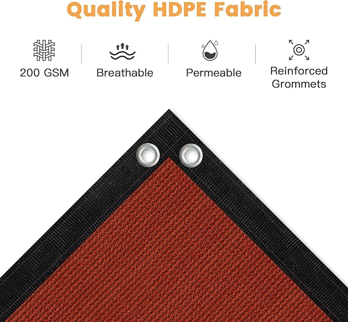 VICLLAX Shade Fabric Sun Shade Cloth with Every 2 FT Grommets for Patio Garden Pergola Cover Canopy 4x19 FT, Rust Red
