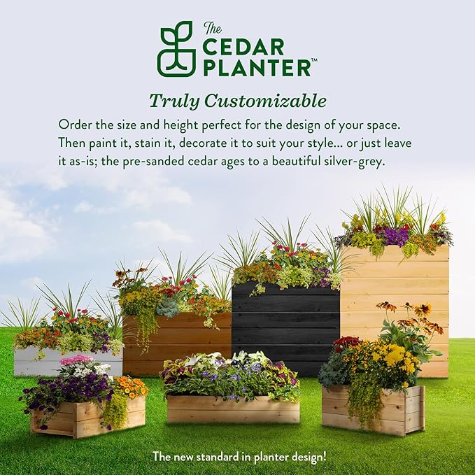 Greenes Fence Cedar Wood Planter Box, 21" x 11" x 7" (4-Pack) - Made in USA with North American Cedar