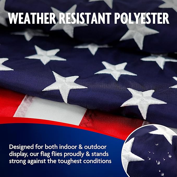Carrot-Top Patriarch Polyester American Flag for Outside & Inside 3x5 - US Flag, Outdoor, United States Flag Made in USA, Heavy Duty w/Brass Grommets