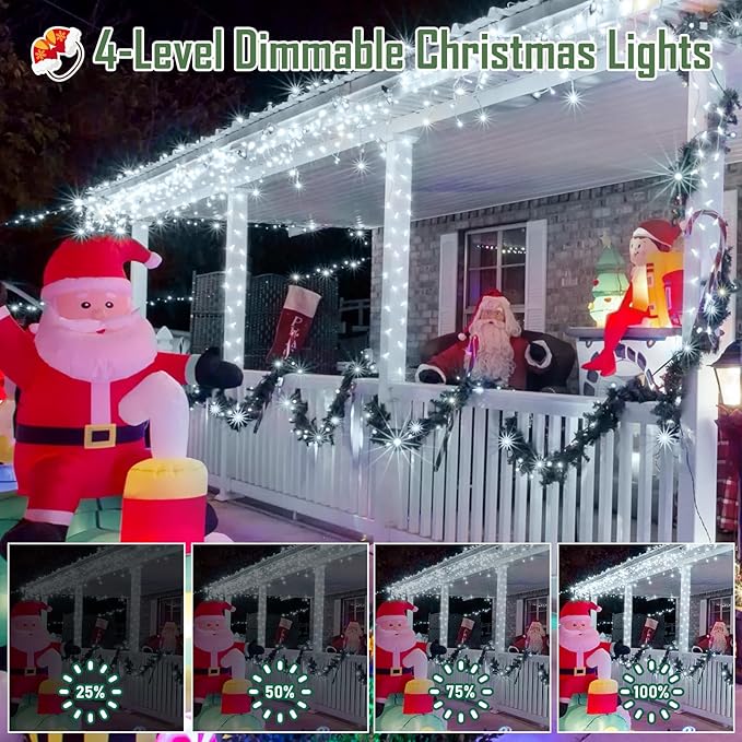 Heceltt 1140 LED 449 FT String Lights Outdoor, 8 Modes White Christmas Lights Plug in, IP44 Waterproof Led String Lights with Timer and Memory for Xmas Tree Yard Party Garden Decorations