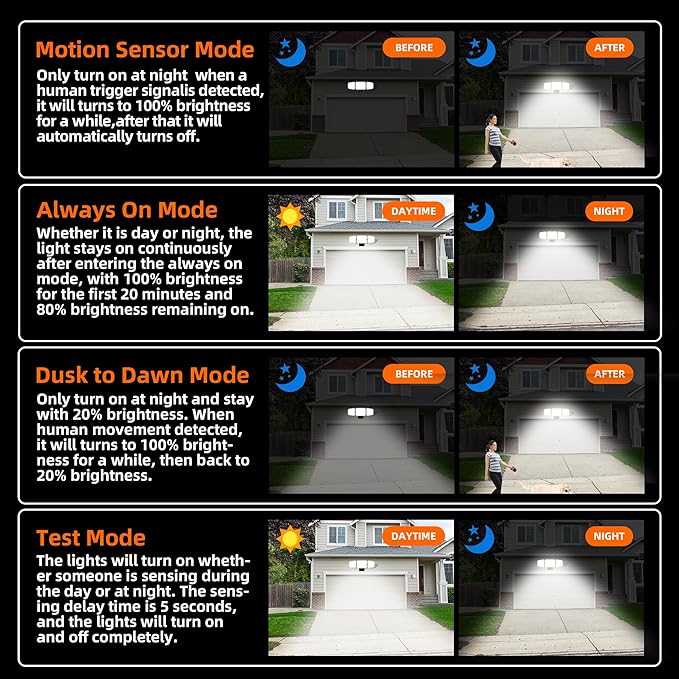 120W LED Flood Lights Outdoor with Motion Sensor, 12000LM 4500K Daylight, IP66 Waterproof Dusk to Dawn Outdoor Security Lights for Garage, Yard, Outside