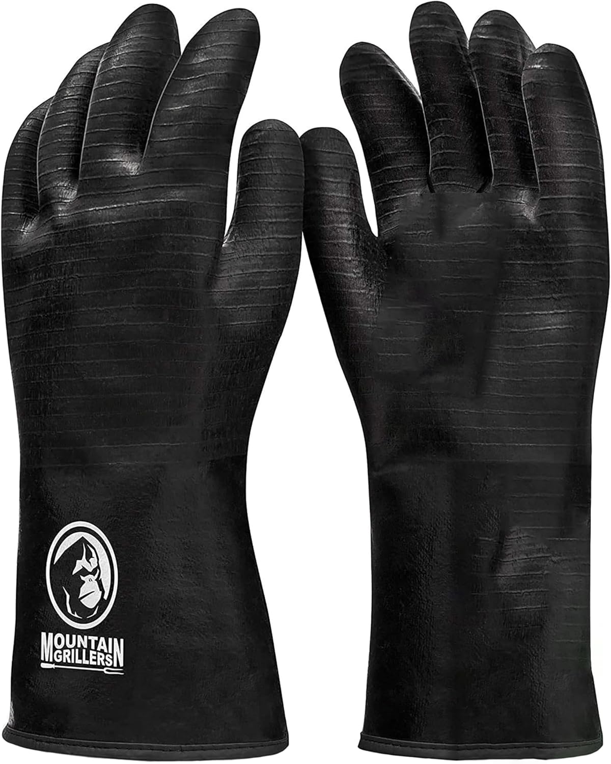 Mountain Grillers Extreme Heat Resistant Gloves for Grill BBQ High Temperature Fire Pit Gloves Barbecue Cooking, Smoker, Oven, Fryer, Grilling Waterproof, Fireproof Oil Resistant Neoprene Coating 14in