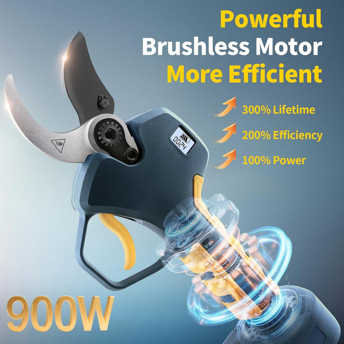 Electric Pruning Shears Cordless 40mm 4000mAh Batteries, Compatible with Makita 18V Battery Powered Pruner 1.6'' Electric Secateurs Branch Cutter Professional Garden Tool for Tree Trimming
