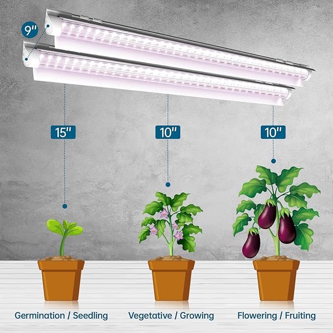 Barrina LED Grow Light 4FT,168W(4 x 42W, 1000W Equivalent), Full Spectrum, V-Shape with Reflector Combo, Grow Lights for Indoor Plants, Greenhouse, 4-Pack