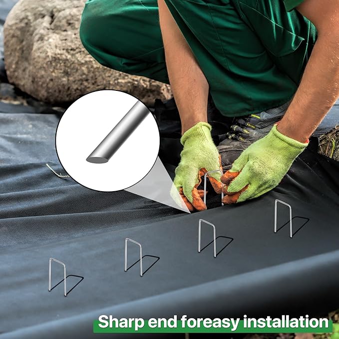 240 Pack Landscape Staples Garden Staples Yard Stakes 6 Inch 11 Gauge Anti-Rust Heavy-Duty Fence Stakes Metal Sod Pins for Weed Barrier Fabric Irrigation Tubing Hose