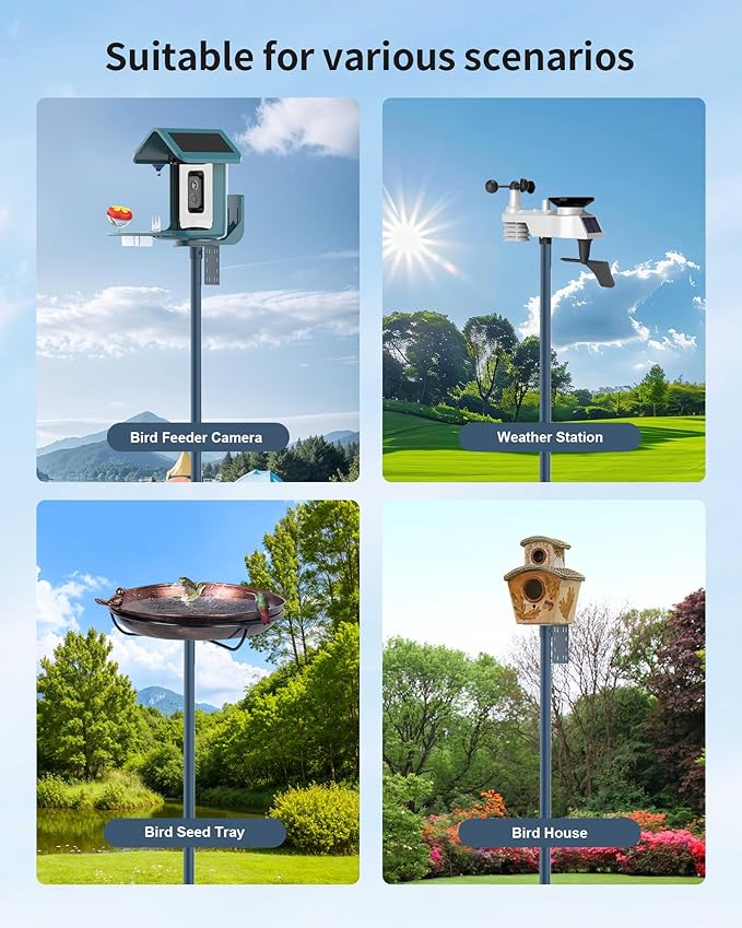 Bird Feeder Pole Stand – 104 Inch Height Feeding Station with 1-Inch Dia Heavy Duty for Hanging Feeders, Bird House Pole Mount Kit for Outdoor, Slip-Fit Connection，Blue