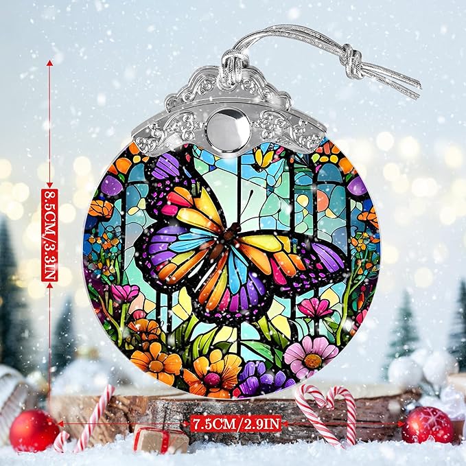Butterfly Stained Glass Suncatcher, Jocidea Butterfly Ornament, Butterfly Christmas Ornament, Holidays Ornaments, Christmas Tree Ornament, Butterfly Decor, Gifts for Butterfly Lovers