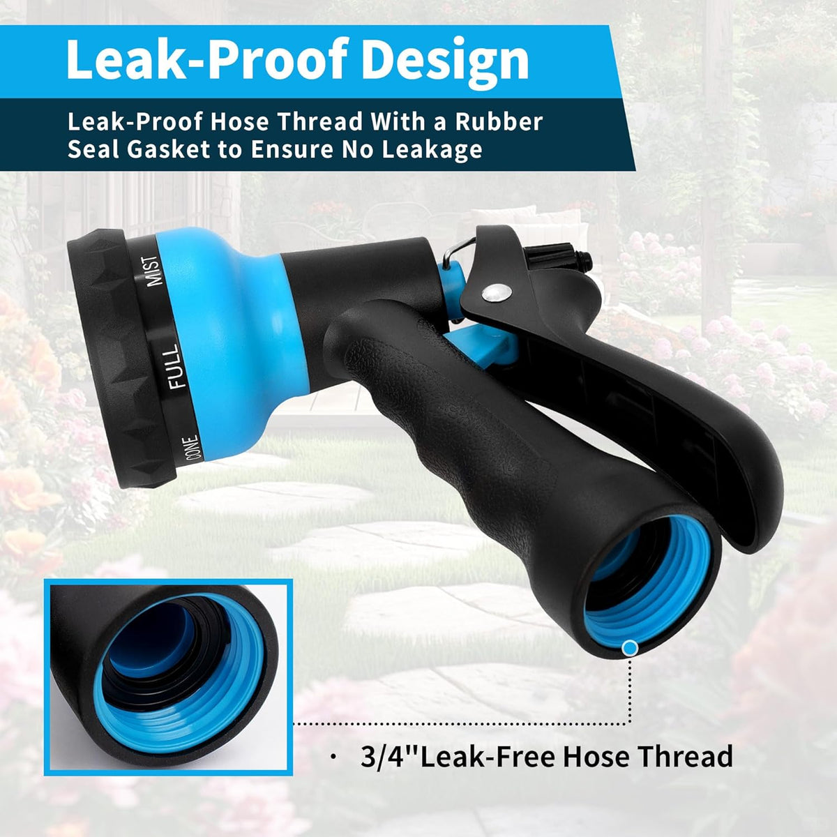 NEXCOVER Hose Nozzle, Garden Hose Nozzle - 7 Adjustable Watering Patterns, Heavy Duty Hose Nozzle Sprayer, Garden Sprayer Hose Attachment for Car Washing,Watering Plants,Pets Showering,Lawns Cleaning