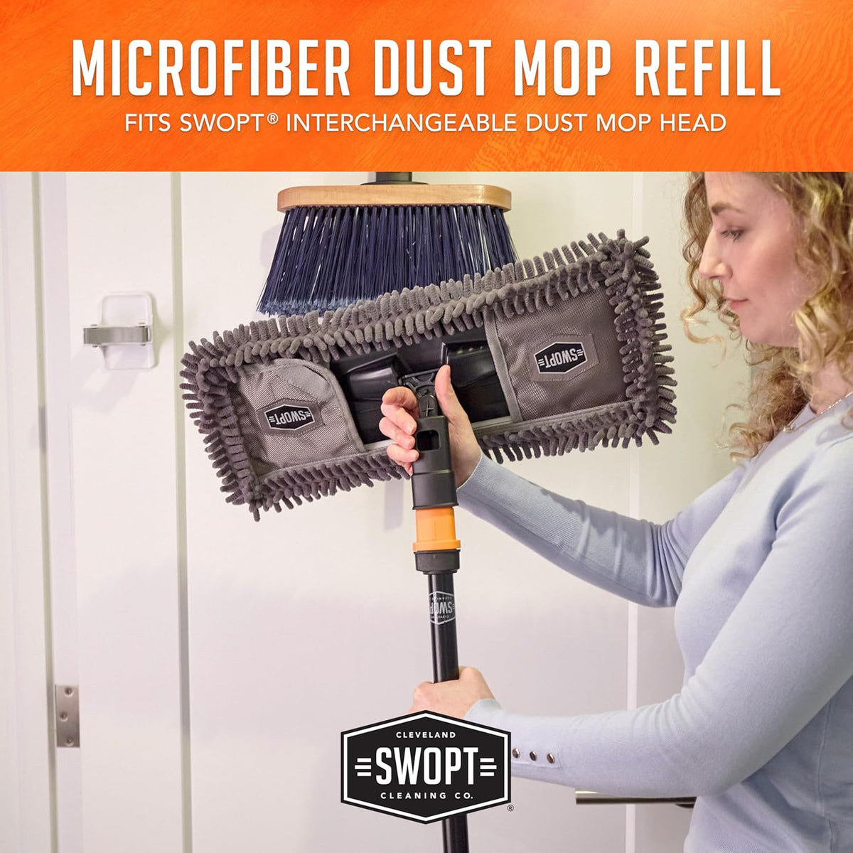 SWOPT 18” Microfiber Dust Mop Refill – Cleaning Pad for Use on Wood, Laminate, Tile – Interchangeable with All SWOPT Cleaning Products for More Efficient Cleaning and Storage