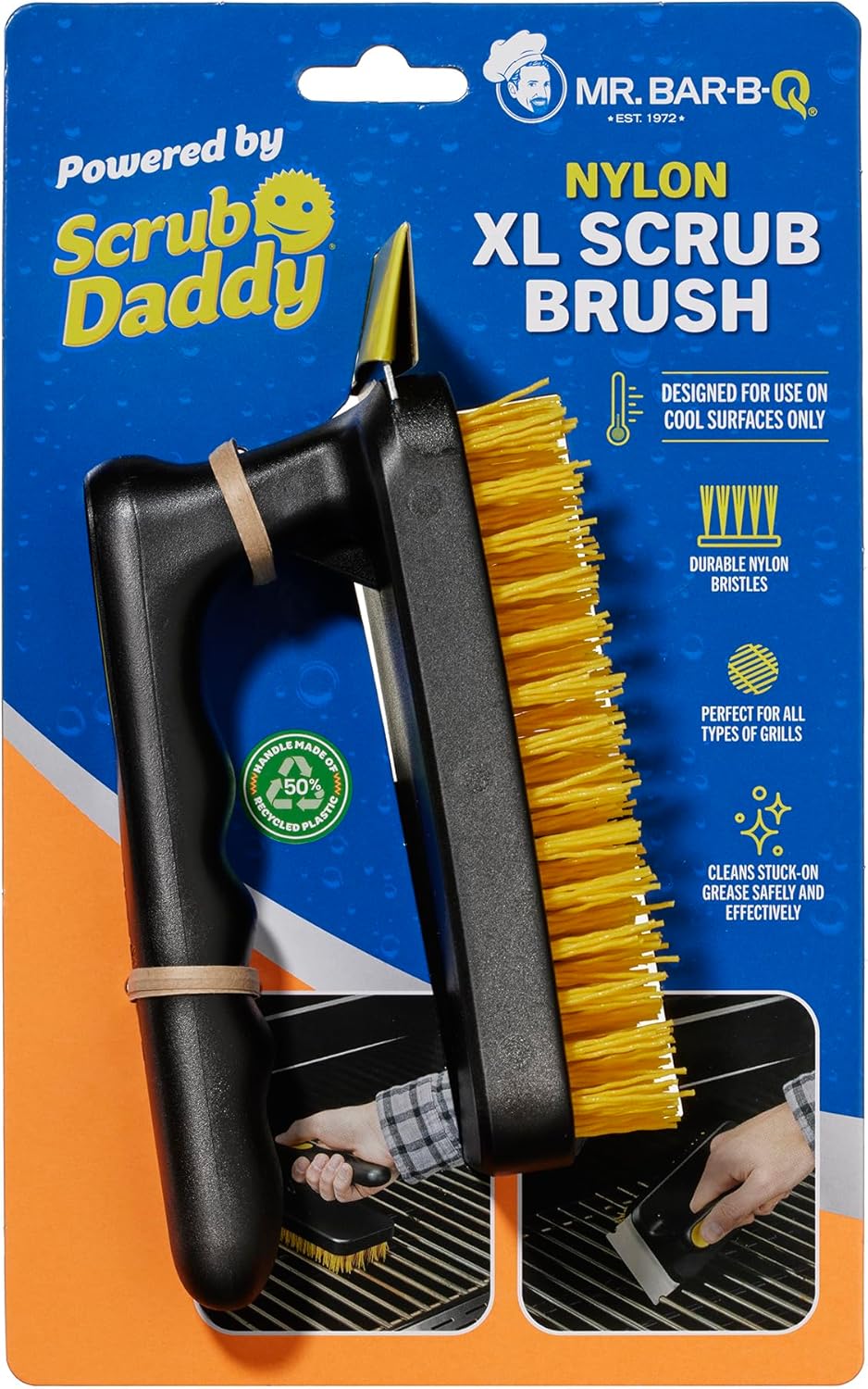 Mr. Bar-B-Q Nylon XL Scrub Brush Powered by Scrub Daddy