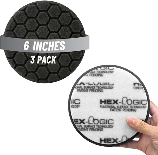 Chemical Guys Hex-Logic Finishing Pad Black (6.5 Inch) (3 Pack) – Ultra Soft Foam Pads for Wax, Sealant & Glaze Application On Large Panels