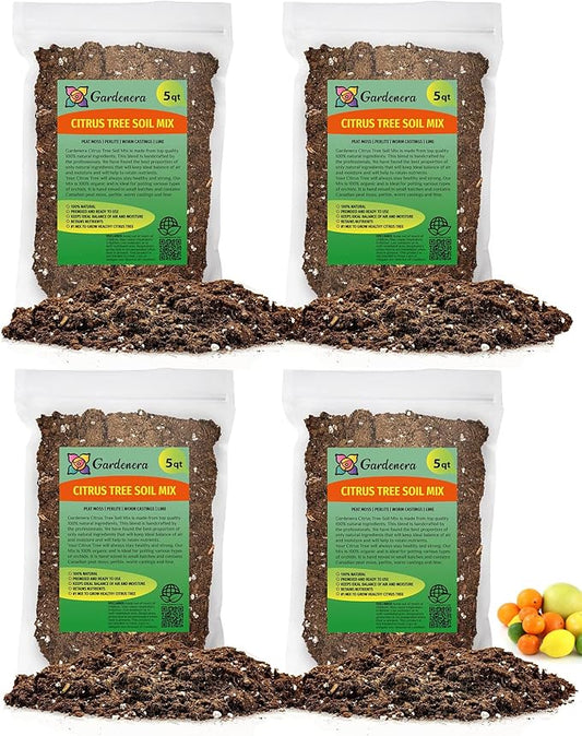 Citrus Tree Potting Soil Mix - 20 Quart - Special Blend for Indoor Oranges, Lemons, Limes and More - (4 Bags of 5 Quart)