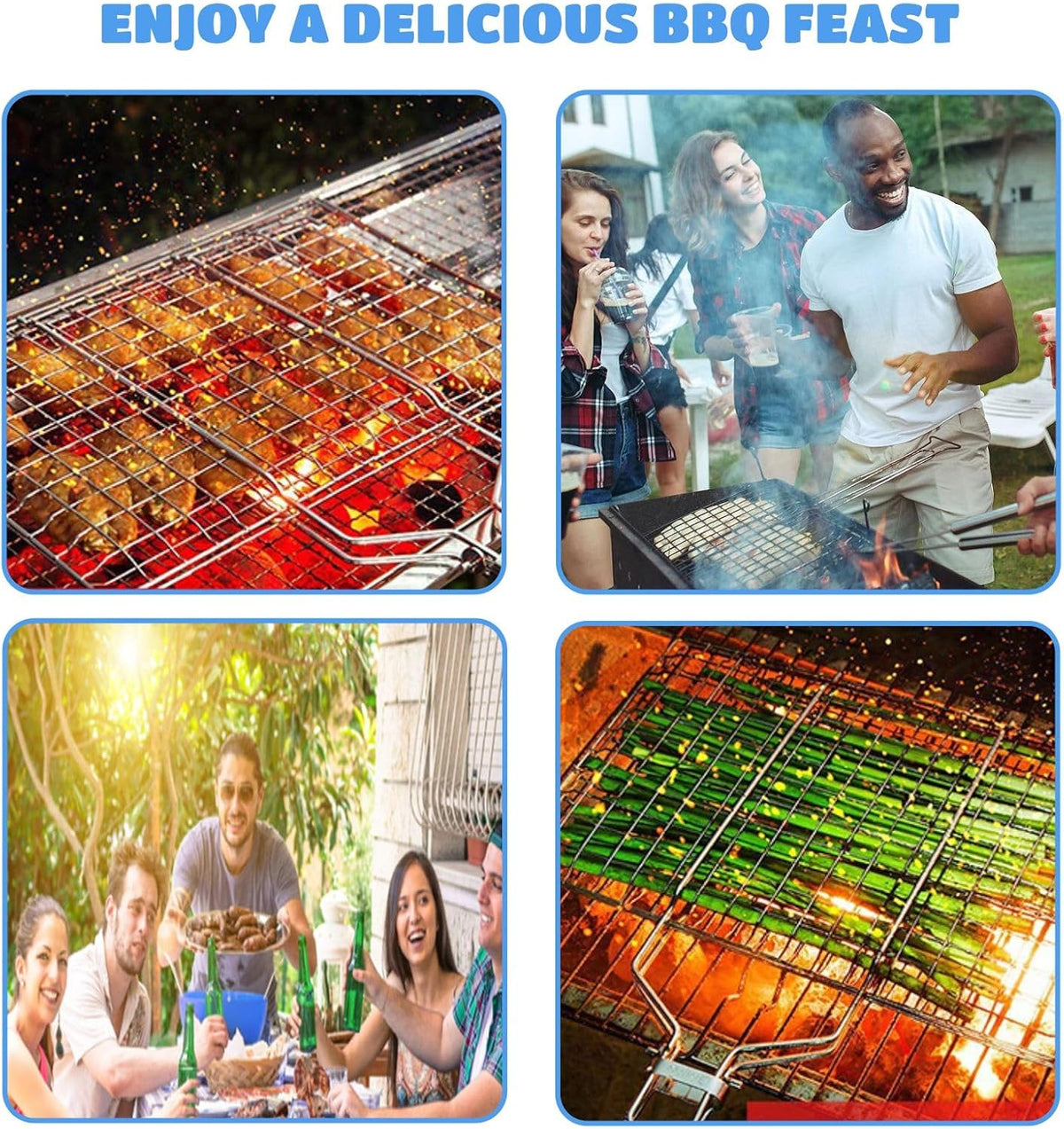 Shallow Grill Basket Fish Grill Basket, Fish Grilling Basket BBQ Fish Grill Baskets for Outdoor Grill,Grill Basket with Removable Handle. Perfect for Grilling Fish Fillets