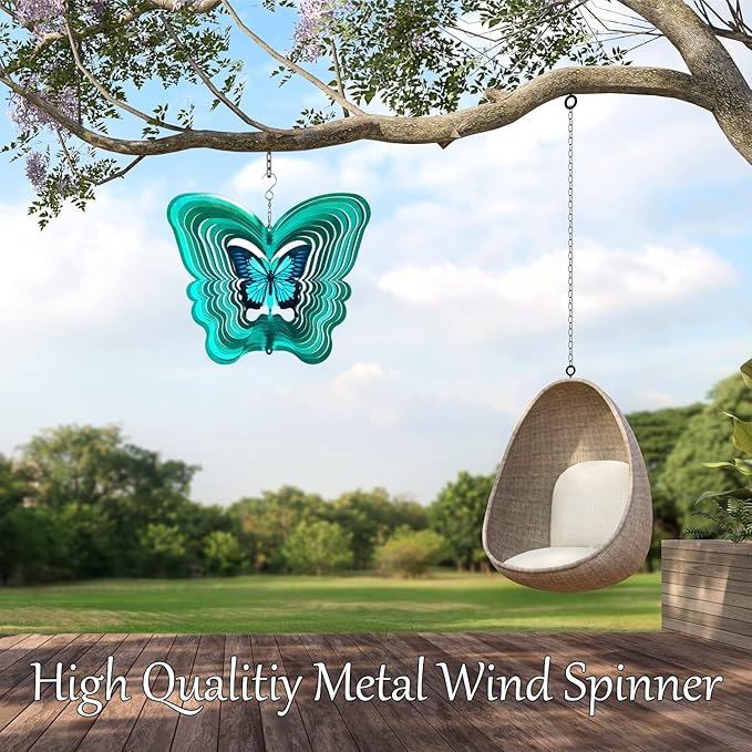 Butterfly Wind Spinners for Yard and Garden, Metal Butterfly Ornaments for Garden Décor, Outdoor Wind Spinner, Butterfly Gifts, Outdoor Garden Decoration, 12 inch Butterfly Wall Décor by ISEO
