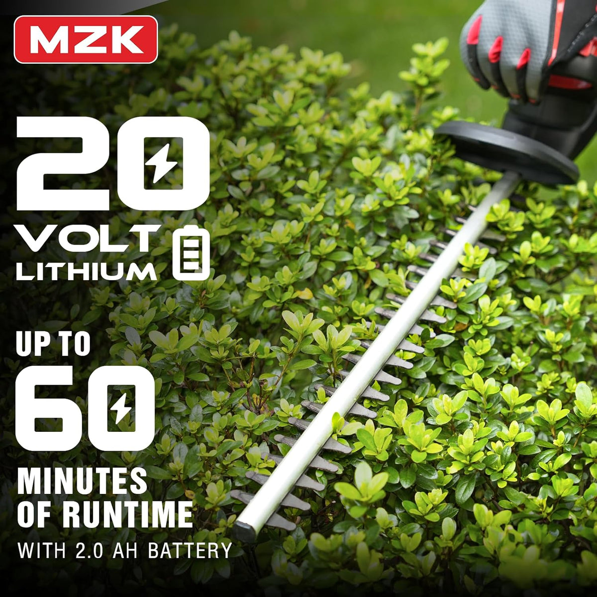 MZK 22'' Cordless Hedge Trimmer, 20V Bush Trimmer, Handheld Hedge Cutter, Grass Shrub Trimmer, Lightweight & Compact Trimmer(Battery & Charger Included)