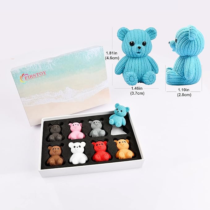 8Pcs Mini Resin Teddy Bear Figurines Cute Sweater Bears Desktop Ornaments Car Interior Decoration Garden FigurinesTiny Bear Statues Animals Sculpture Micro Landscape