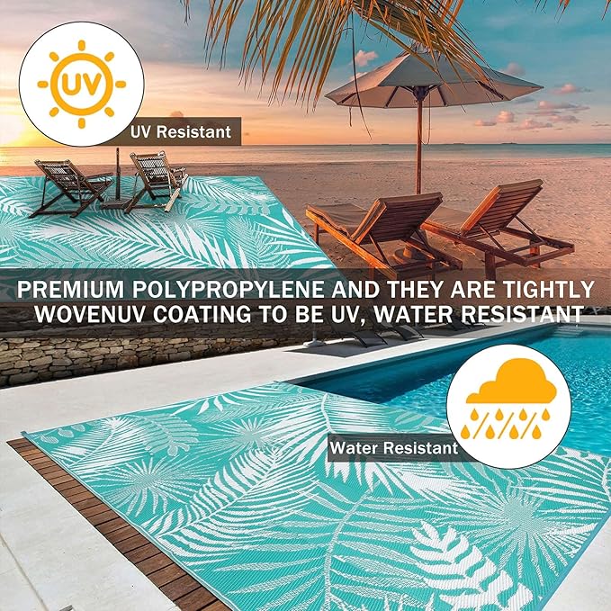 HiiARug Outdoor Rug 5x7 Reversible Plastic Straw Rug Waterproof Patio Rugs for Patios Clearance RV Mat for Outside Outdoor Carpet for RV Porch Deck Beach Camper Backyard