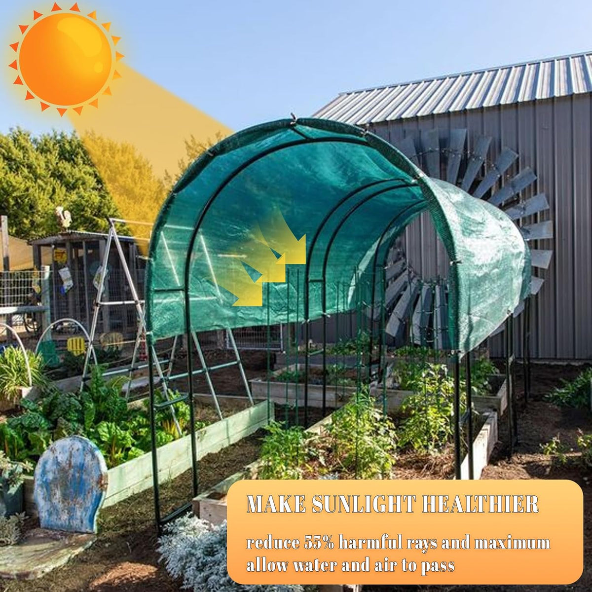 Cool Area 55% 6x8ft Sunblock Shade Cloth Cover Mesh UV Resistant Net for Garden Flower Plant Greenhouse, Green