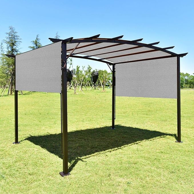 Eden's Decor Straight Flat-Edged Sun Shade Sail Rectangular 11' x 22' Grey UV-Blocking Outdoor Canopy Fabric Cloth Awning for Pergola Patio Garden Backyard Custom Size