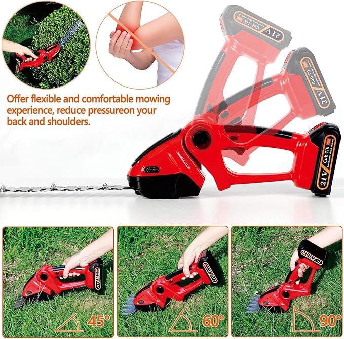 Hedge Trimmer Cordless 2 in 1 Handheld Grass Shears Mini Shrubbery Grass Cutter Electric Brush with Battery and Charger (Mordern)