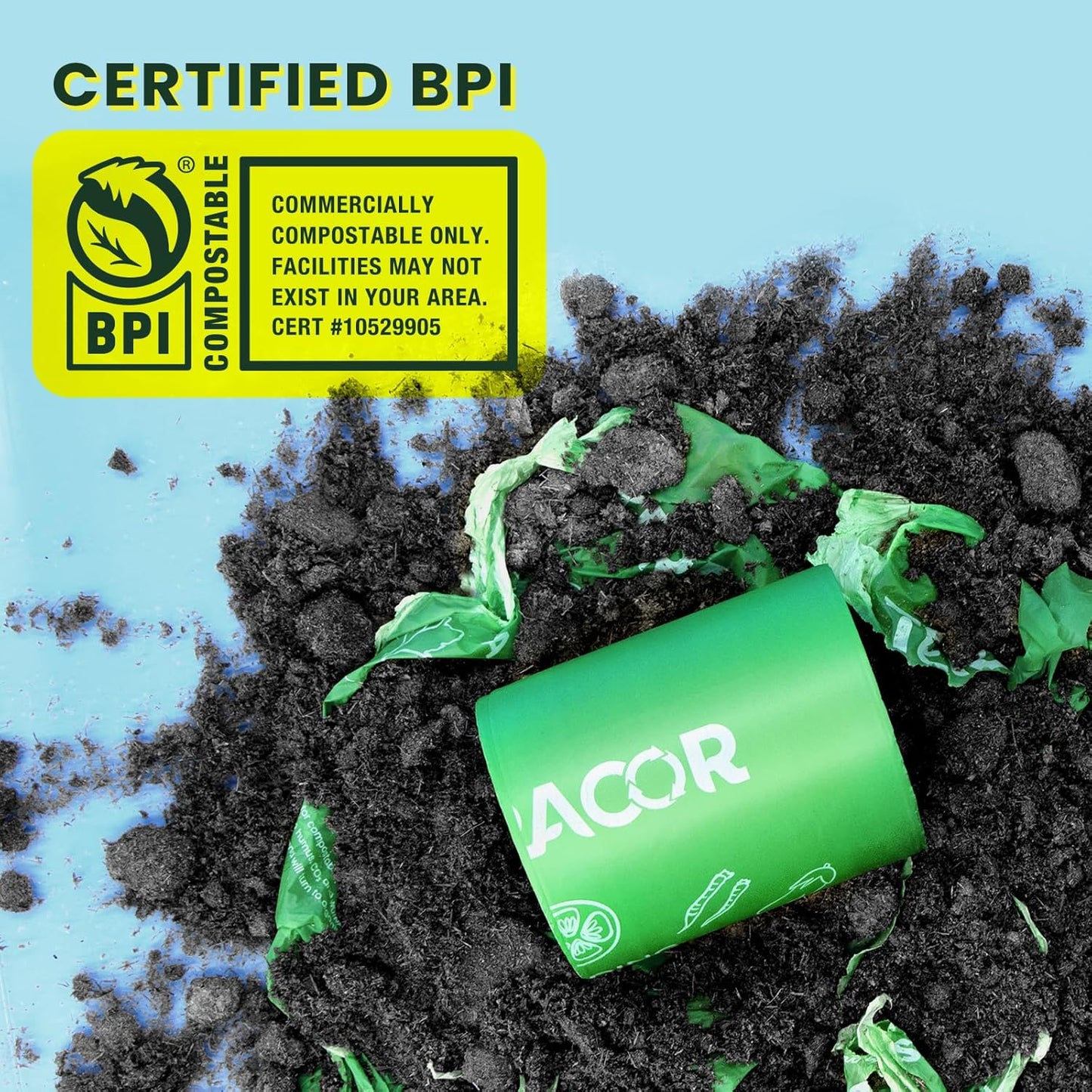 3 Gallon Compostable Trash Bags, Compost Bags for Countertop Bin, 200 Count (Pack of 2) BPI Certified and Meet The ASTM D6400 Standard