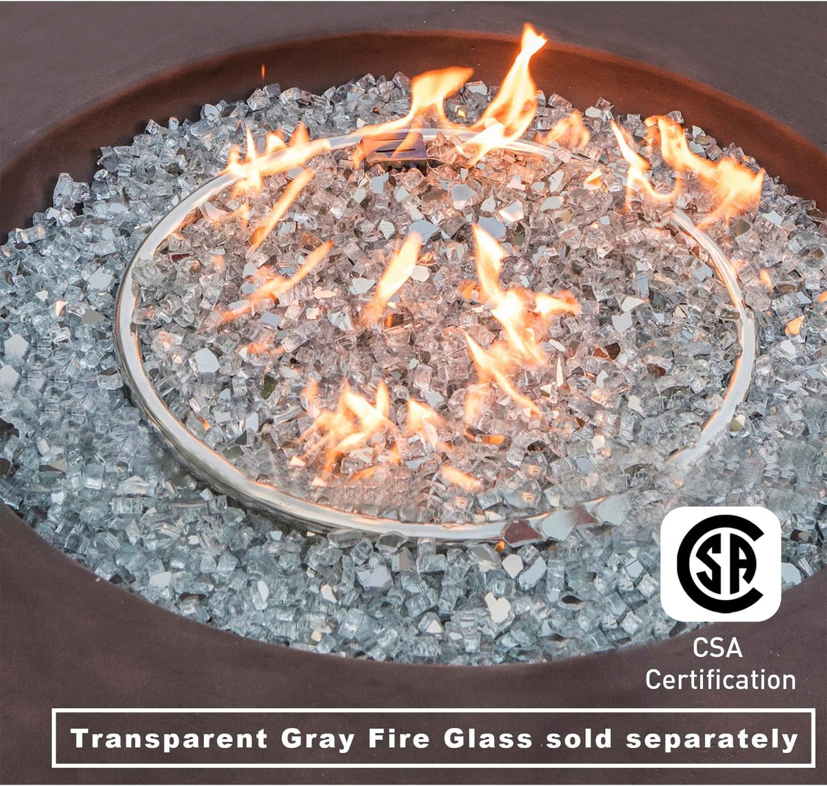 COSIEST Outdoor Propane Fire Pit Coffee Table w Dark Bronze 42 inch Round Base Patio Heater, CSA Certified, 50,000 BTU Stainless Steel Burner, Free Lava Rocks, Waterproof Cover