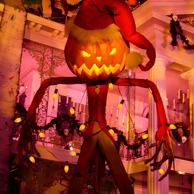 25FT LED Halloween Outdoor String Lights with 26 C9 Candle Shape Shatterproof Plastic Bulbs,2700K Waterproof Connectable Orange LED String Lights for Home Garden Halloween Christmas Fall Decor