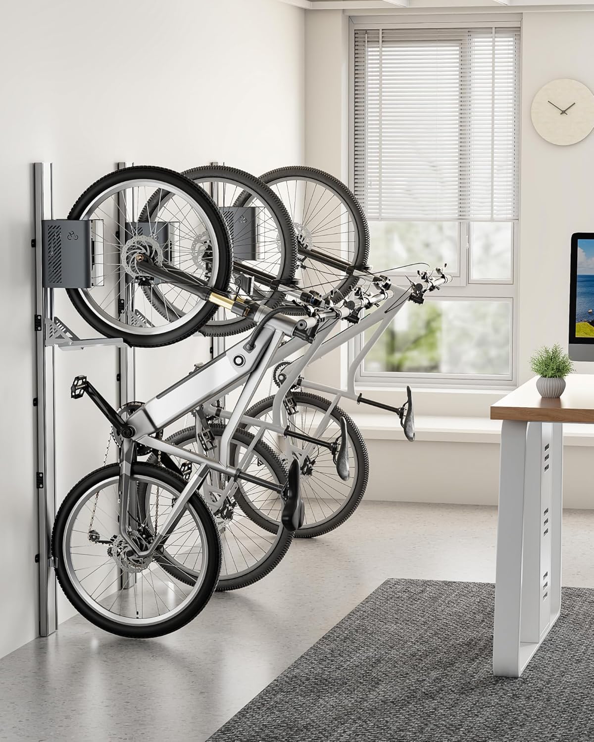 monTEK Automatic Lift EBike Rack – Fits 24-29" Tires, Heavy-Duty Vertical Wall Rack for Bicycles (Up to 71 lbs) - Effortless Lifting, Easy Install - Space-Saving Storage for Garage, Shed, SG