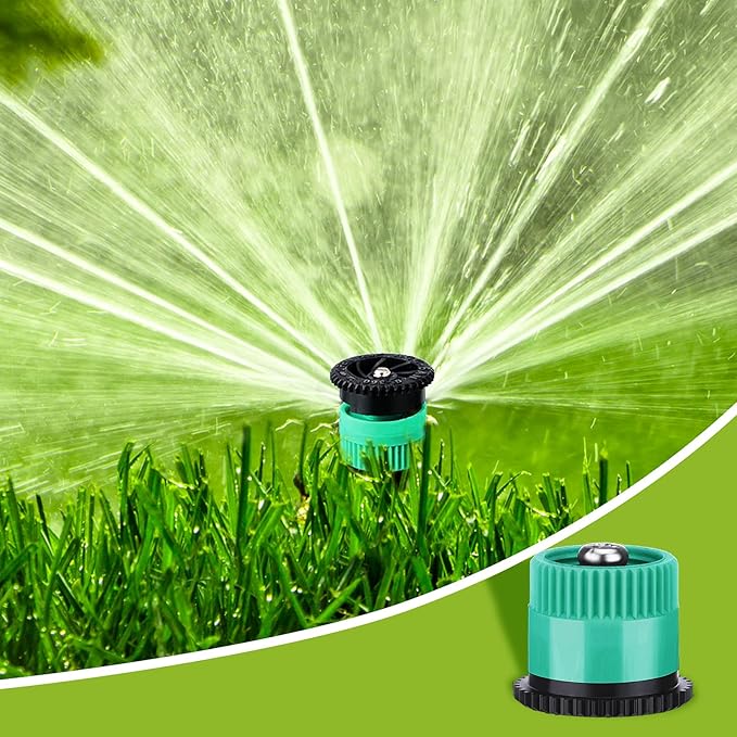 32 Pieces 4 Type Variable Arc Nozzle Pop-Up Sprinkler Head Adjustable 360 Degree Rotating Sprinkler Heads Replacement for Garden Lawn Irrigation (Multi Colors)