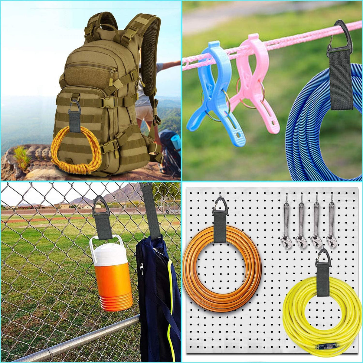 Extension Cord Organizer(8 Pack), Garage Organization and Storage, 16-Inch(Unfolded) Heavy Duty Storage Strap for Extension Cord within 100ft or Hoses within 35ft, with Triangle Buckle for Hanging