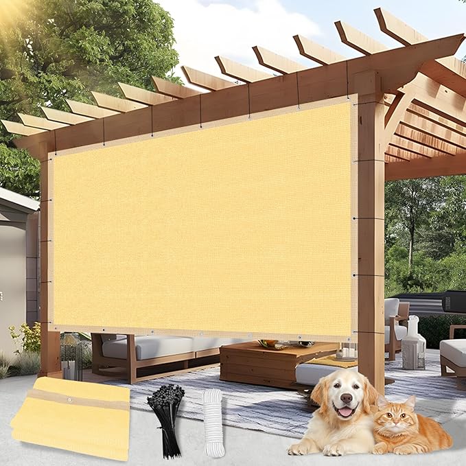Outdoor 90% Sun Shade Cloth with Grommets, 11 X 13 FT Pergola Shade Cover for Garden Patio Carport Kennel Swimming Pool, Sand (We Make Custom Size)