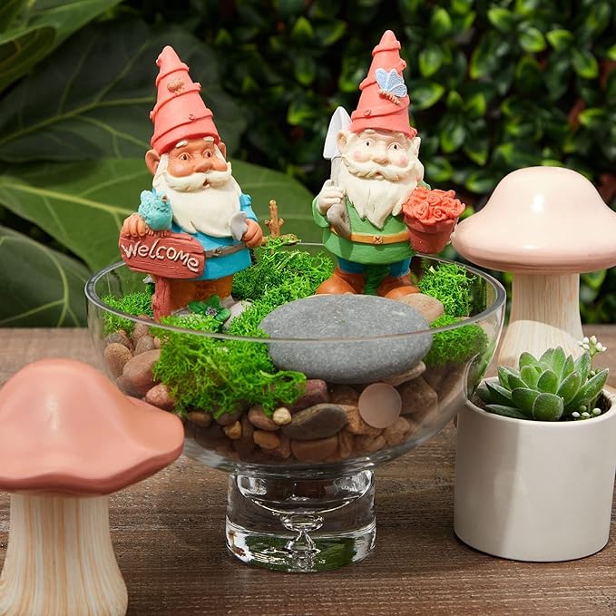 Bright Creations 2 Pack Ceramics to Paint - Paint Your Own Garden Gnome Statues, Blank Paintable Ceramics for Adults (5 in)