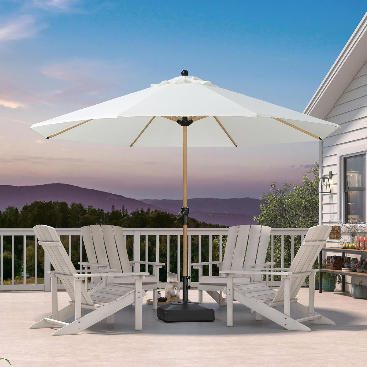 PURPLE LEAF 11 Feet Patio Umbrella Outdoor Table Umbrella Round Aluminum Market Umbrella with 8 Sturdy Ribs & Crank Commercial Outdoor Umbrellas for Garden Deck Patio, Cream