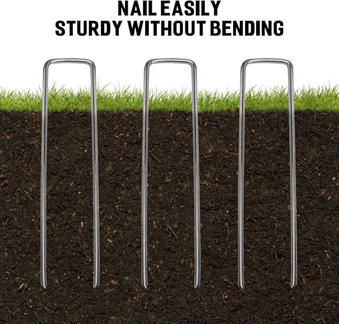 30 Pack Garden Stakes - 6 Inch Landscape Staples with Metal Yard Pins, Lawn Ground Stakes, Tent Stakes, Tarp Stakes for Anchoring Sod, Landscape Fabric, and Irrigation Tubing